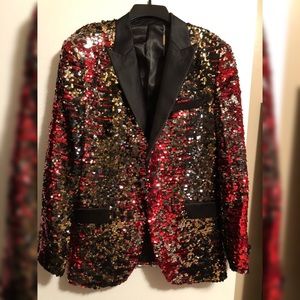 **LIKE NEW** Red / Black sequin blazer - Size 42R